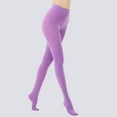 thumbnail image 2 of TEAJOPSUU Women's 150D Soft Opaque Tights High Waist Velvet Solid Color Tummy Control Tights Winter Thermal Footed Pantyhose Tights A-Purple, 2 of 3