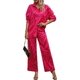 thumbnail image 3 of Conjunto de 2 piezas para mujer, blusa larga con dobladillo con abertura y pantalones de pierna ancha, 3 of 5