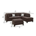 thumbnail image 4 of Benjara 3 Piece Sectional Sofa with Ottoman and Tufted Details, Dark Brown-Color:Dark Brown,Material:Polyfiber, 4 of 5