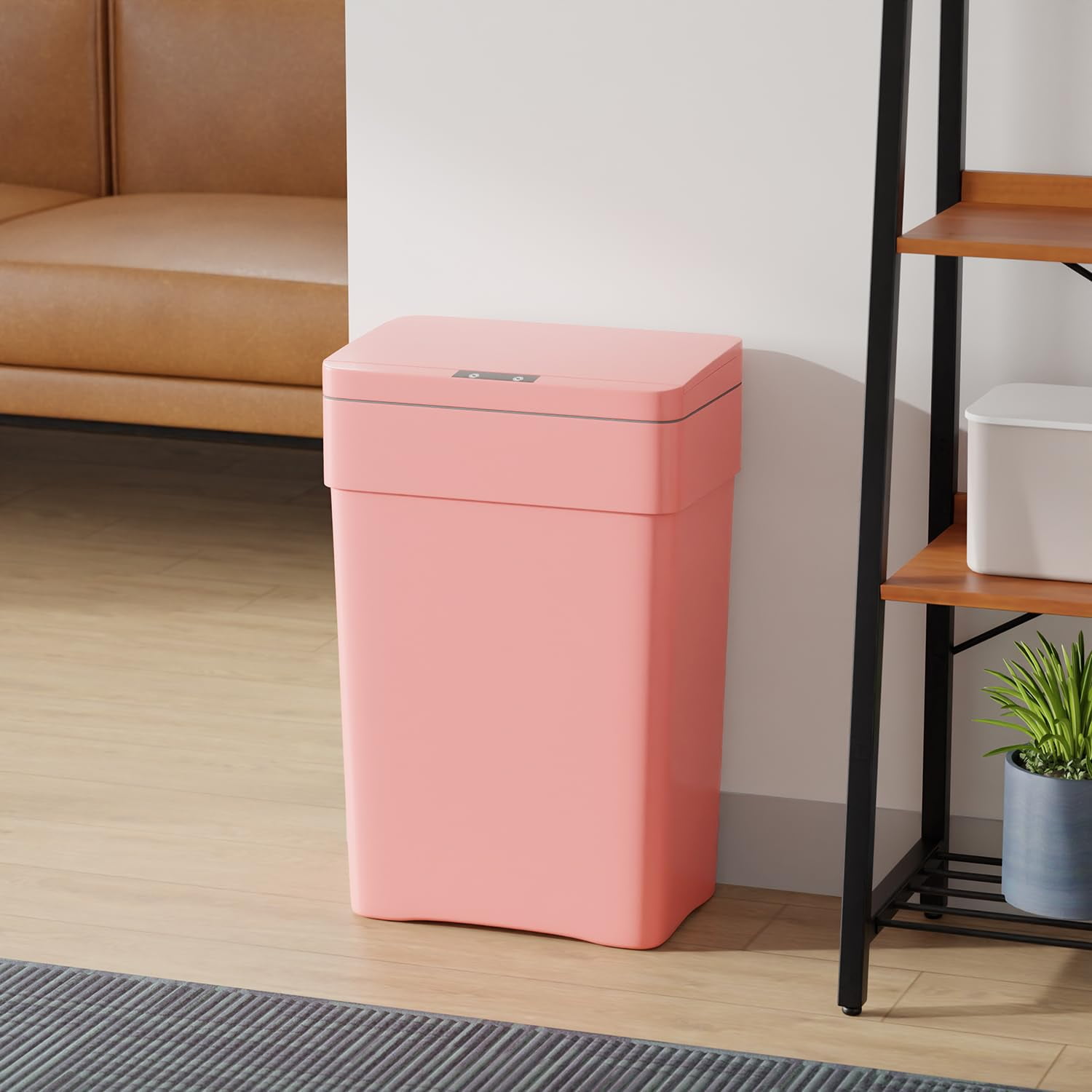 XF XINFENG 13 Gallon Plastic Automatic Trash Can with Lid, Pink, 3 Count