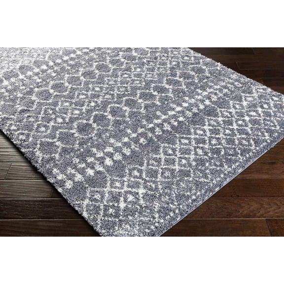 Hauteloom Deepwater Living Room, Bedroom Area Rug - Bohemian, Transitional - Plush Pile - Gray, White - 7'10" x 10'3"