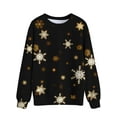 thumbnail image 1 of TWZH Women Christmas Snowflower Print Crew Neck Pullover Shirt, 1 of 3
