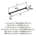 thumbnail image 5 of Amerock Farewind 10-1/16 inch (256mm) Center-to-Center Matte Black Cabinet Pull, 5 of 6