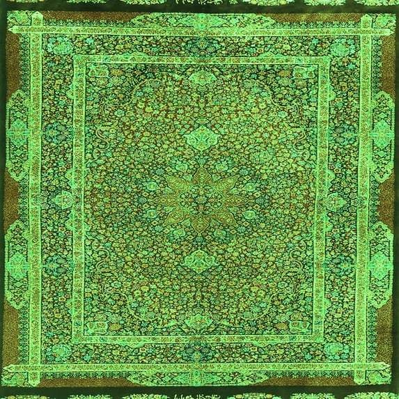 Ahgly Company Indoor Square Persian Green Traditional Area Rugs, 6' Square