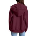 thumbnail image 4 of Zip Up Hoodie Women Y2K Sweatshirt Casual Long Sleeve Hoodies Oversized Fall Spring Fleece Jacket with Pockets Wine 2XL, 4 of 6
