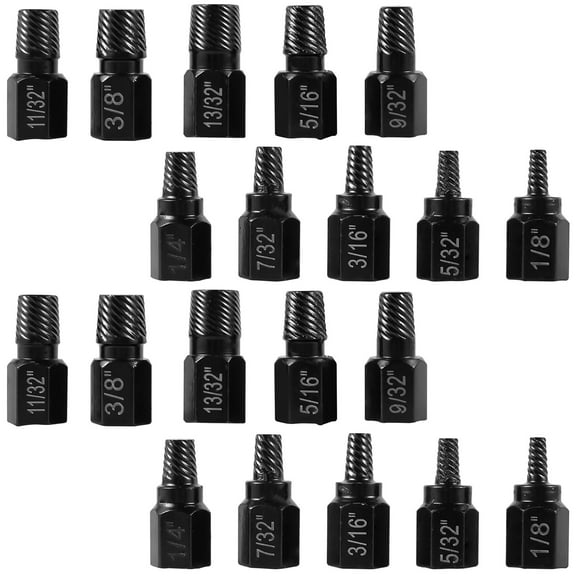 20Pcs Damaged Screw Extractor Set Alloy Steel Broken Screw Removal Kit Rusted Bolt Removal Set for Damaged Studs Pipes