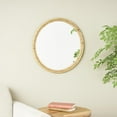thumbnail image 2 of DecMode 24" x 24" Brown Wrapped Wall Mirror with Beaded Frame, 2 of 10