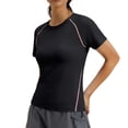 thumbnail image 6 of Womens Workout Tops Short Sleeve Crew Neck Yoga Pilates Breathable Athletic Gym Running Shirts Black, 6 of 6