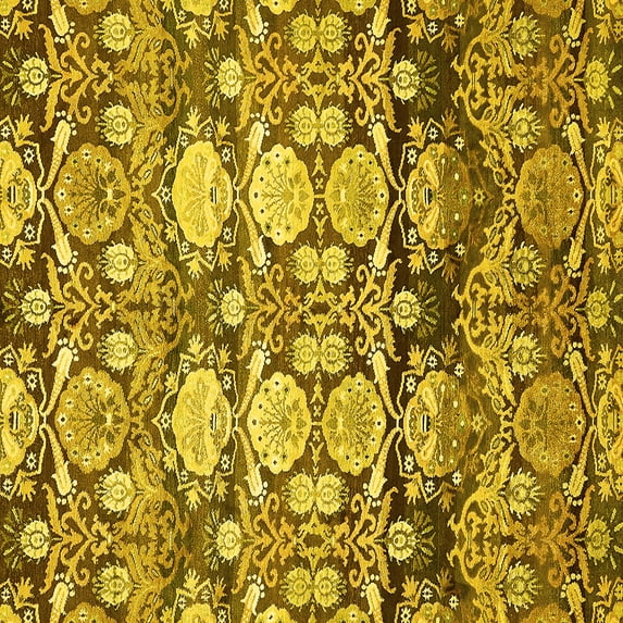 Ahgly Company Indoor Square Abstract Yellow Modern Area Rugs, 5' Square