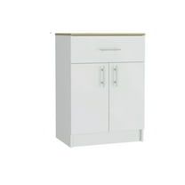 Knubmt Wood Kitchen Pantry Cabinet with 1 Drawer and 2 Interior Shelves, Perfect for Kitchen, Dining Room, White   Light Brown