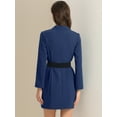 thumbnail image 4 of DARING DIVA Elegant Slit Sleeve Button Down Work Belted Blazer Dress XS Dark Blue, 4 of 6