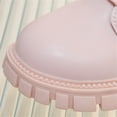 thumbnail image 7 of Girls Mid Calf Boots Bow Decor Lace Up Side Zipper Faux Leather Boots Winter Fashion Lug Sole Non-Slip Shoes Pink 13.5 Little Kids, 7 of 7