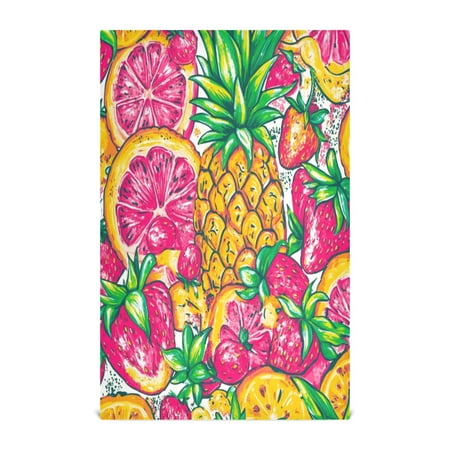 

WOBOGO A Vibrant Summer Pattern with Colorful Fruits Kitchen Towel 6 Piece Large Cotton Dishcloth Premium Absorbency Set with Hanging Loop