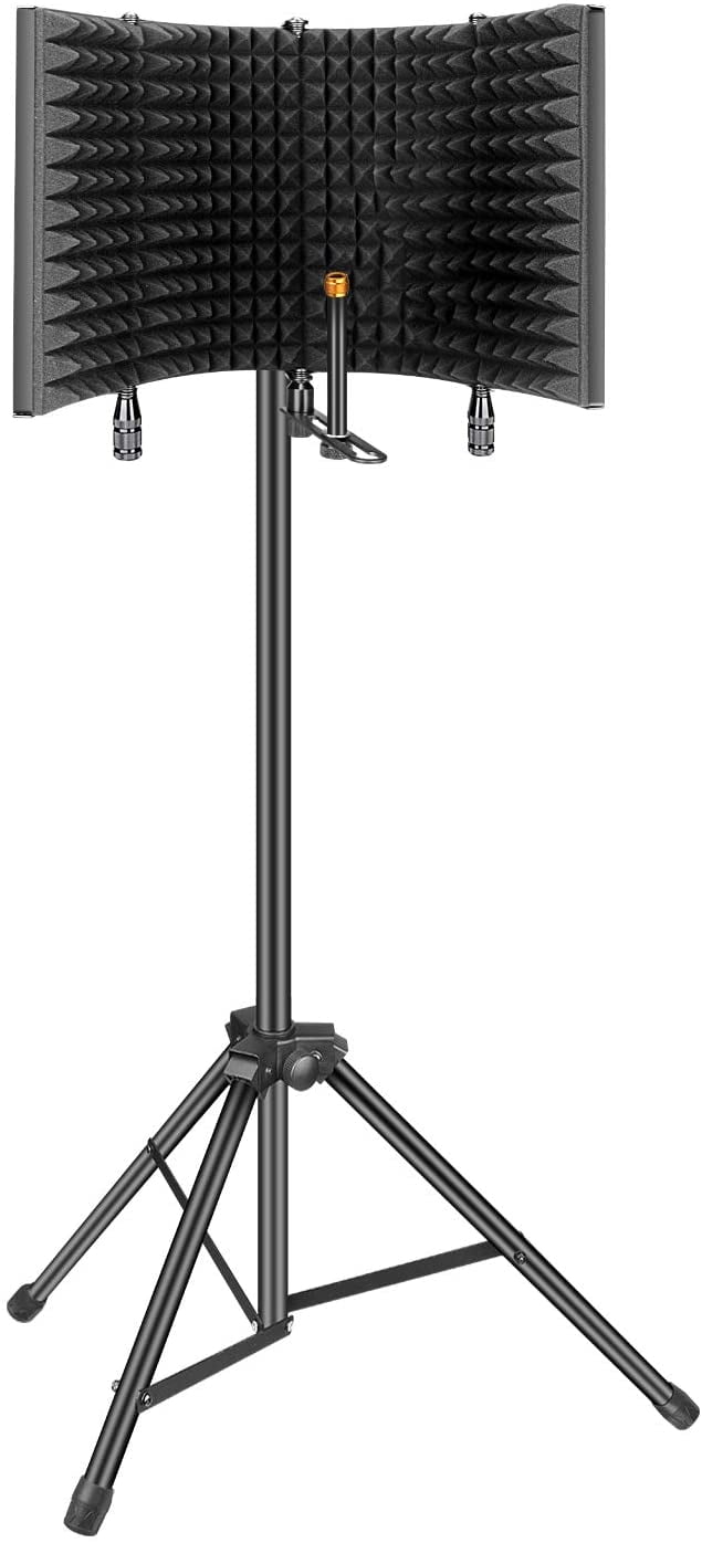 Iouyk Studio Recording Microphone Isolation Shield with Pop Filter and  Tripod Stand, High Density Absorbent Foam to Filter Vocal, Foldable  S｜DTM、DAW