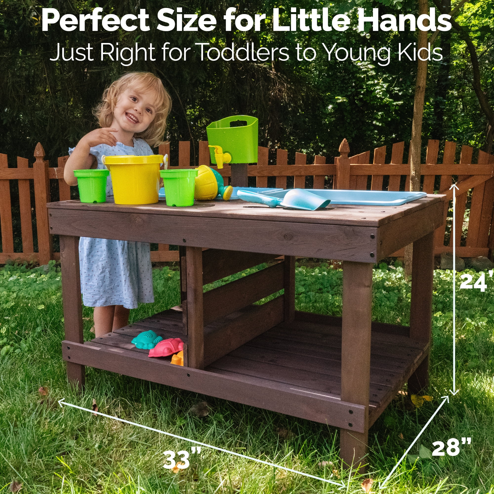 WonkaWoo Sand and Water Table for Toddlers Wooden Sensory Activity Table with Beach Toys
