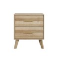 thumbnail image 6 of 1-Pcs Accent Wooden Nightstand with Gold Metal Handles, Bedside Storage Table Small Cabinet with 2 Drawers, 6 of 8