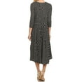 thumbnail image 3 of MOA Collection Women's Loose Fit Scoop Neck 3/4 Sleeve Polka Dot Patterned A-Line Midi Dress, 3 of 6