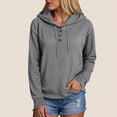thumbnail image 2 of Godom Women's Hoodies Casual Long Sleeve Half Button Drop Shoulder Pullover Tops Loose Drawstring Hooded Sweatshirt, 2 of 7
