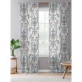 thumbnail image 5 of Sheer Curtains 96 Inches Long, Blue Tan Flower Semi Sheer Curtains Light Filtering Window Treatment, Abstract Vintage Ethnic Tribal Boho Privacy Voile Drapes for Living Room Bedroom 52x96 Inch, 5 of 7