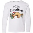 thumbnail image 3 of Inktastic Merry Christmas Cute Sloth with Santa Hat and Lights Long Sleeve Youth T-Shirt, 3 of 5