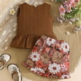 thumbnail image 5 of TOWED22 Infant Toddler Summer Clothing Outfits 2 Piece Set Sleeveless Tank Shirts and Elastic Waist Shorts Sets Clothes(Coffee,2-3 Y), 5 of 6