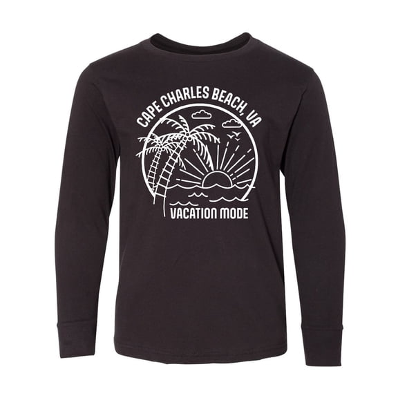 Inktastic Summer Vacation Mode Cape Charles Beach Virginia Long Sleeve Youth T-Shirt