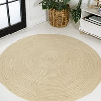 JONATHAN Y ANSA 6' Round Area Rug, Zara Braided Coastal Cottage Jute - Ivory, RNF116E-6R