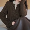 thumbnail image 1 of Suéter verde cárdigan para mujer, primavera y otoño 2024, nuevo estilo, top de punto pequeño holgado a la moda, estilo perezoso, 1 of 4
