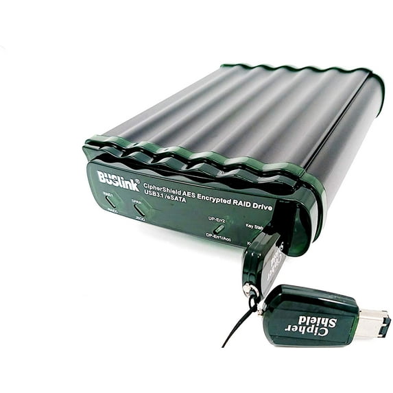 CipherShield FIPS 140-2 Level 2 HIPAA 256-bit AES USB 3.1 Gen 2/eSATA RAID 0 Hardware Encrypted External Desktop SSD Drive (7.6TB)