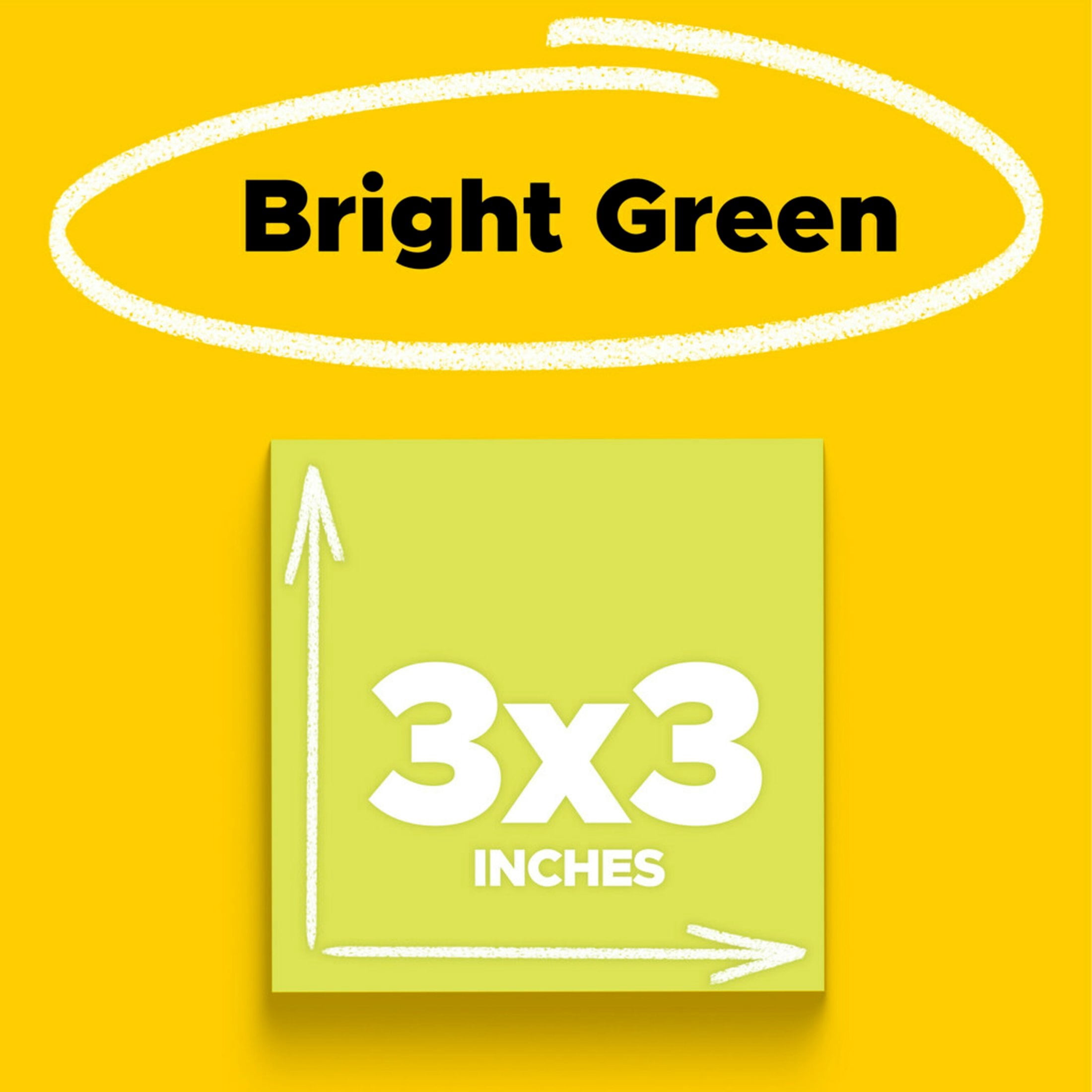 (4 pack) Post-it Super Sticky Notes, 3 in x 3 in, Bright Green, 1 Pad