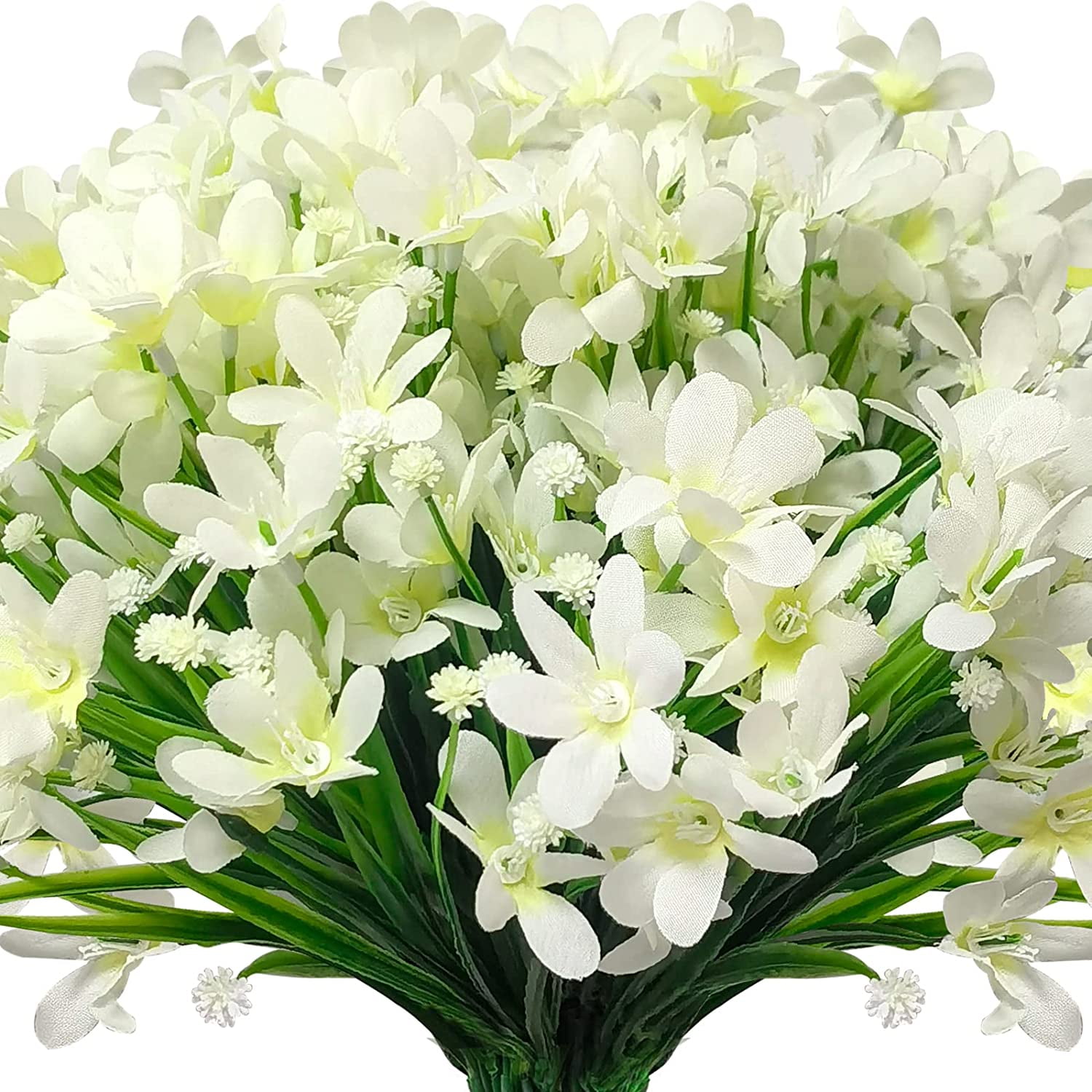 MAMOWEAR 4/8PCS Artificial Daffodils Flowers Outdoor UV Resistant Fake Silk Flowers Faux Plastic Greenery Shrubs Garden Porch Window Box Decoration