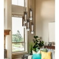thumbnail image 2 of Cal Lighting Almeria 5-Light Wood & Glass Pendant Fixture in Pine Brown/Black, 2 of 2