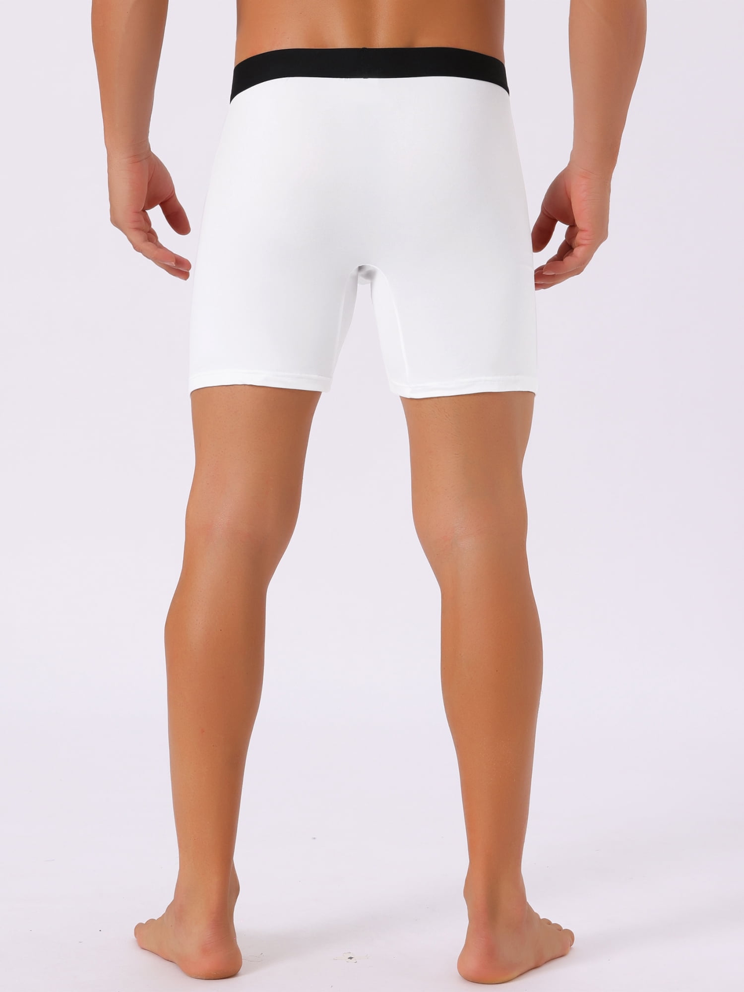 DARING DIVA Men's Lightweight Solid Color Soft Stretch Open-fly Boxer Briefs 34 White