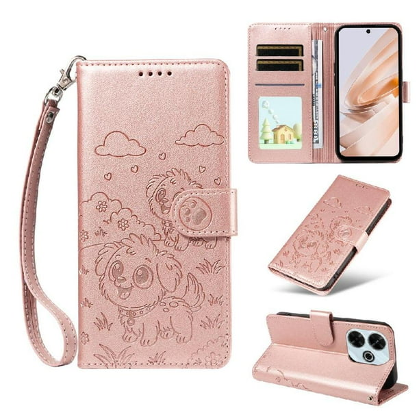 Funda Cartera GANGXUN con Diseño de Perrito en Relieve para Xiaomi Redmi Note 13R 5G , Protección 360° con Ranuras y Correa Desmontable
