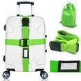 thumbnail image 1 of Epicgadget Adjustable Luggage Straps, Durable Heavy Duty Travel Luggage Strap Suitcase Belt Travel Bag Accessories, Universal Long Cross Travel Suitcase Packing Belt fit for 20"-34" Suitcase (Green), 1 of 5