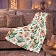 thumbnail image 5 of Coastal Christmas Flannel Blanket, Cream Teal Red Surfboard Shell Starfish Coral Pine Berry Pattern for Sofa Couch Bed Living Room Bedroom Home Decor Holiday Gift for Beach Lovers, 5 of 7