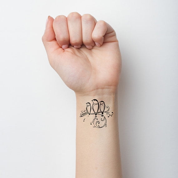 Tattify Animal Temporary Tattoo - Three Little Birds (Set of 2) - Walmart.com