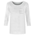 thumbnail image 4 of Seductiva Women's Classic-Fit 3/4 Sleeve 3/4 Length Sleeve Women Tops Casual Loose Fit Crew Neck T Shirts Cute Solid Three Quarter Length Tunic Tops Casual Solid Basic Tees Women Shirts Summer, 4 of 5