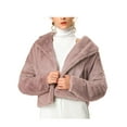 thumbnail image 3 of MODA NOVA Juniors Winter Fashion Loose Faux Fur Cropped Jacket Coat Dusty Pink XL, 3 of 7