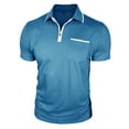 thumbnail image 3 of FRSASU Mens Knit Polo Shirts Zipper Polo Shirts Short Sleeve Casual Lightweight Golf Shirt with Chest Pockets Sky Blue, 3 of 6