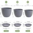 thumbnail image 2 of 12/10/9 Large Modern Plant Pots, Plastic Planters with Drainage Holes and Saucers for Indoor Outdoor Plants Flowers, Grey Speckles, 2 of 14