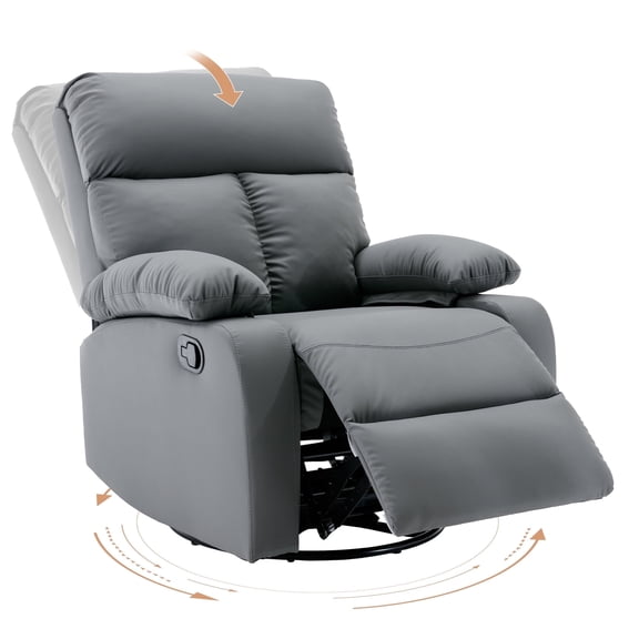 hzlagm Glider Recliner Nursery Chair with Manual Adjustable Footrest Swivel Rocker Recliner for Small Spaces Living Room Bedroom RV - Dark Gray