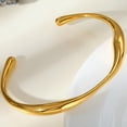 thumbnail image 2 of Stainless Steel Classic Plain Hammered Finishing Irregular Shape Open Cuff Bangle Bracelet, 2 of 8