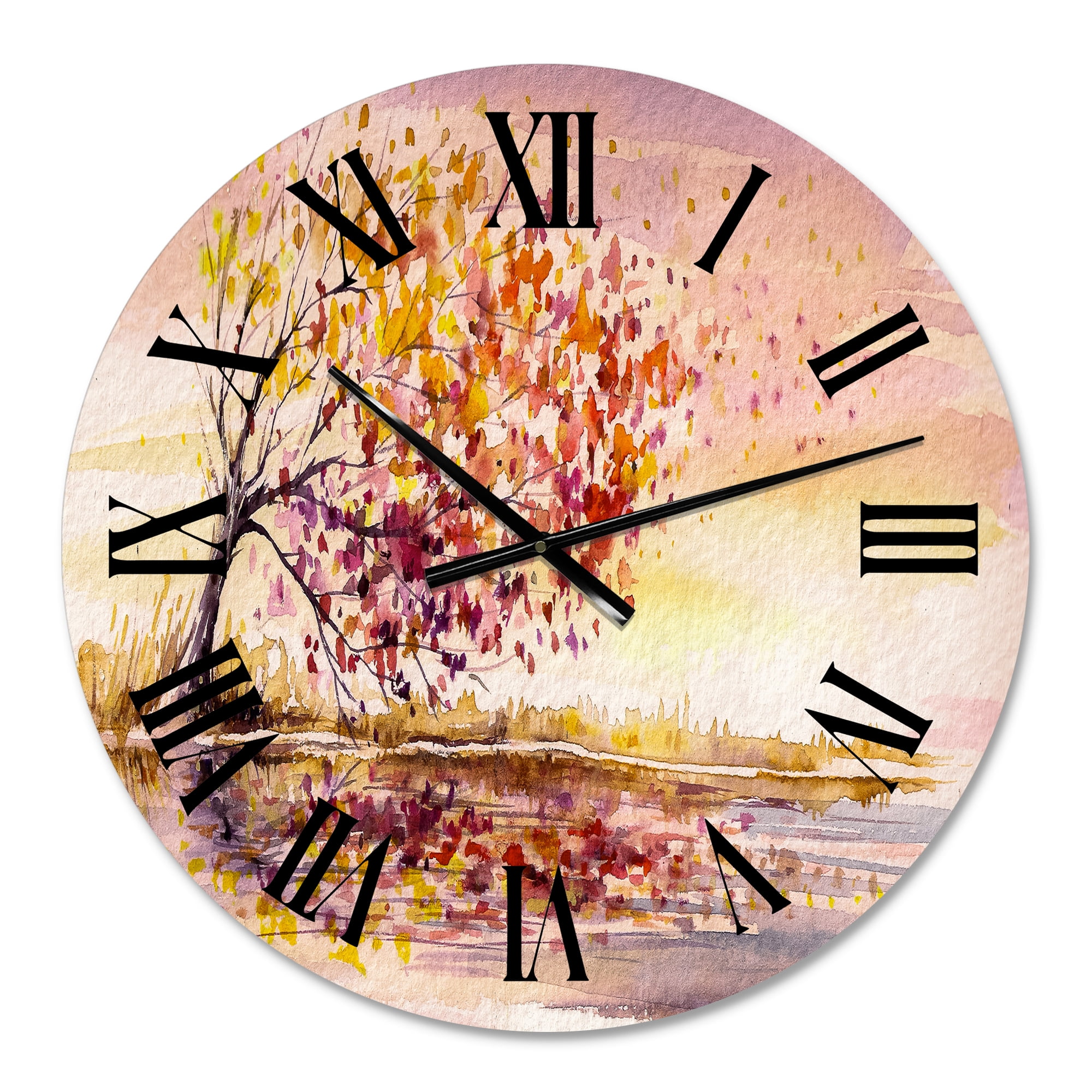 Designart 'Yellow And Orange Autumn Tree' Traditional Wall Clock
