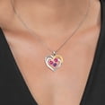 thumbnail image 3 of Gem Stone King Two Tone Pink Created Sapphire and Purple Amethyst Created Moissanite `I love you always and forever` Engraved Pendant Necklace for Women (1.62 cttw, Heart Shape 5MM, 18 inch Chain), 3 of 3