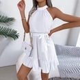 thumbnail image 5 of Antinious Ladies Sleeveless Round Neck Solid Ruffle Hem High Waist A-Line Dress, 5 of 5