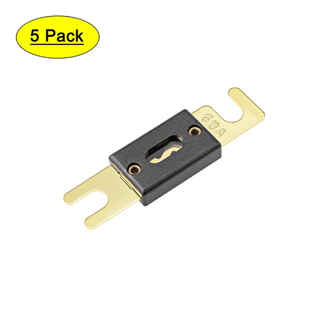 Fusible ANL de 60Amp Uxcell DC 32 Volt para amplificador de audio de automóvil, reemplazo de inversor, metal negro, 5 piezas