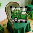 thumbnail image 3 of Beautynvta St. Patrick's Day Pillow Cover, 18x18 Inch Green Shamrocks Truck Throw Pillowcase Irish Linen Cushion Cover for Couch Sofa Living Room Home Decor, 3 of 4