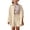Beige, variant on Girls 2 Piece Outfits Cotton Linen Sets Button Down Shirts Long Sleeve Oversized Shacket Elastic Waist Shorts Summer Clothes