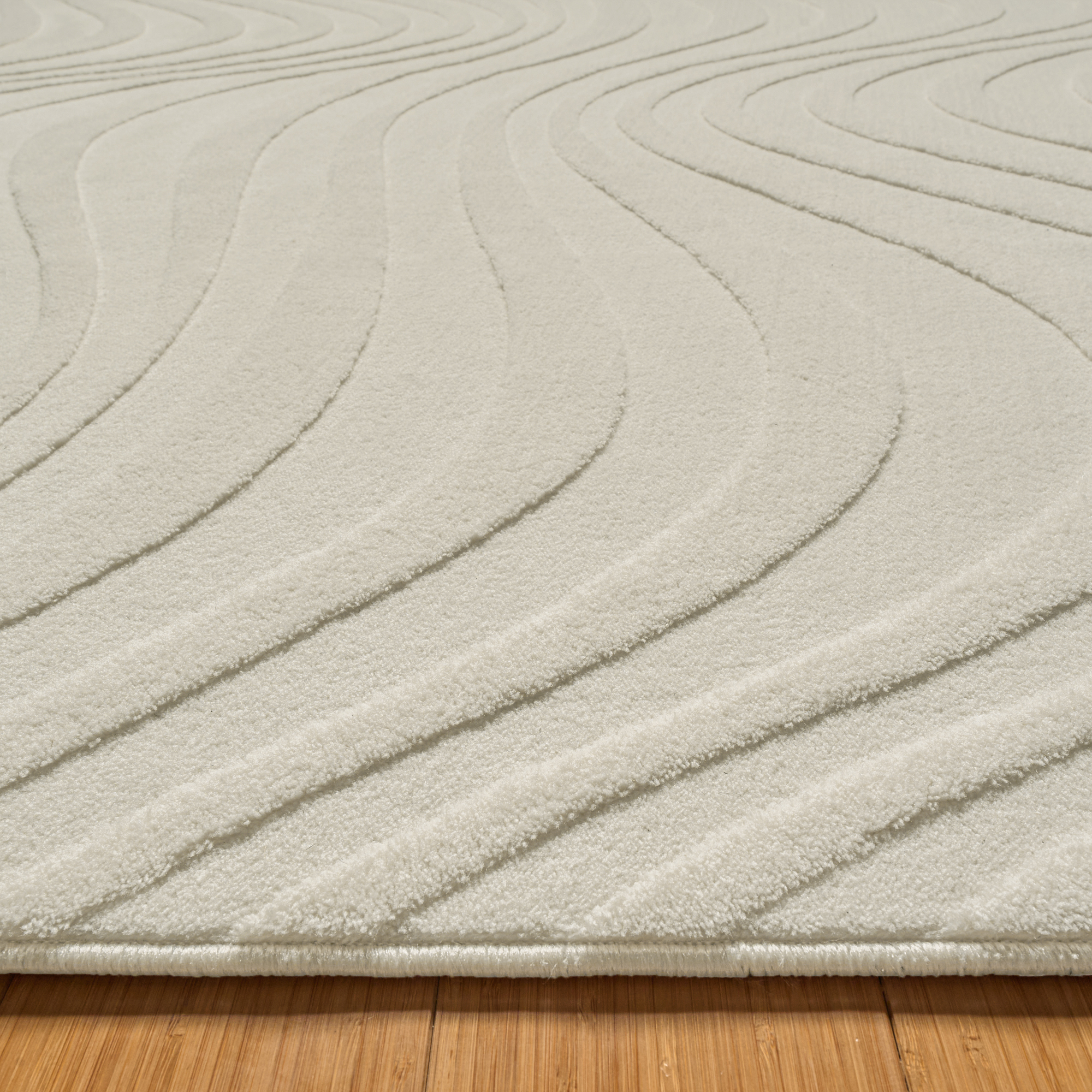 Vida Lomira Shag Striped Cream Area Rug, 6x9